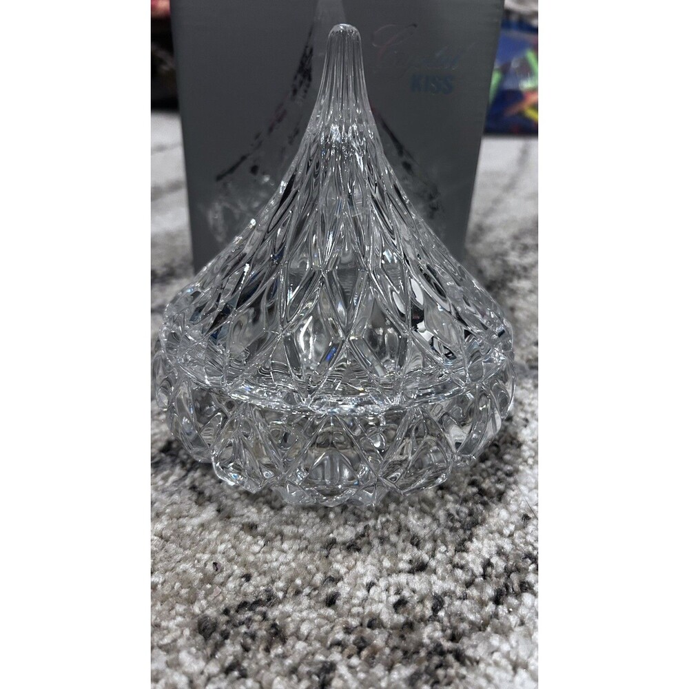 Hershey’s Kisses Crystal Clear Covered Candy Dish Godinger 5" Iridescent Glass